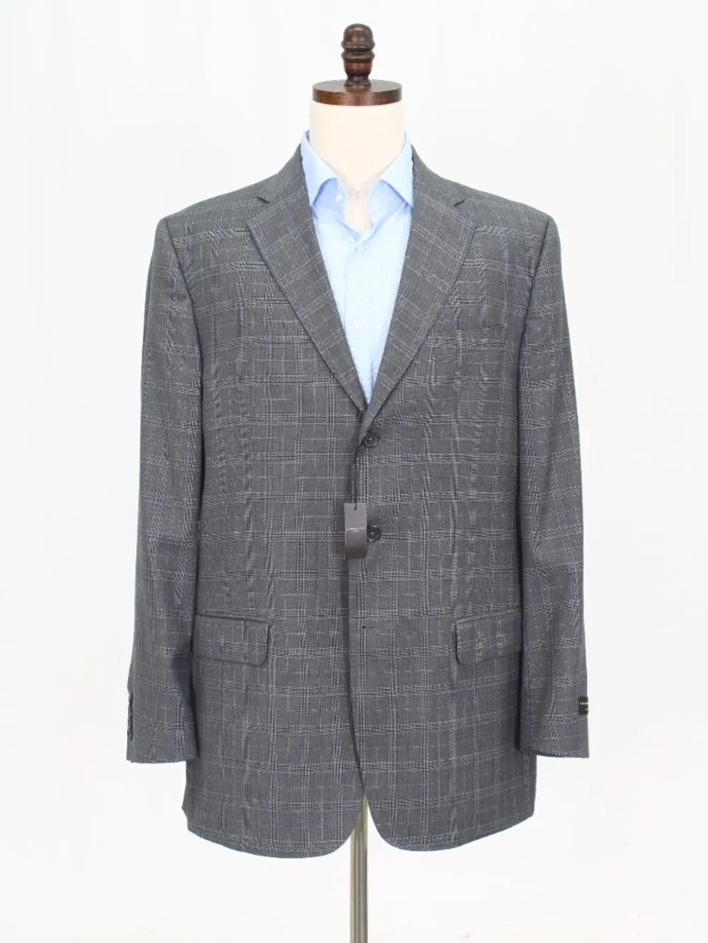 Dunhill 46L 38 Gray Full Suit 3-Button Check R942
